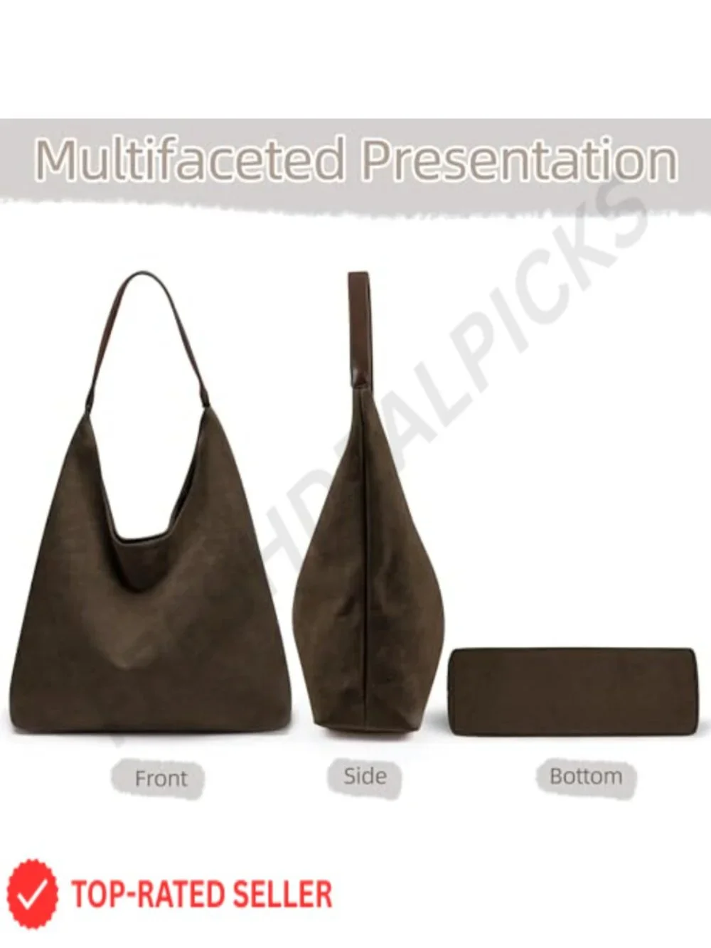 Large Work Tote Bag for Women Boho Slouchy Faux Suede Handbag